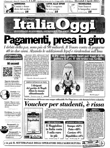 Italia oggi : quotidiano di economia finanza e politica